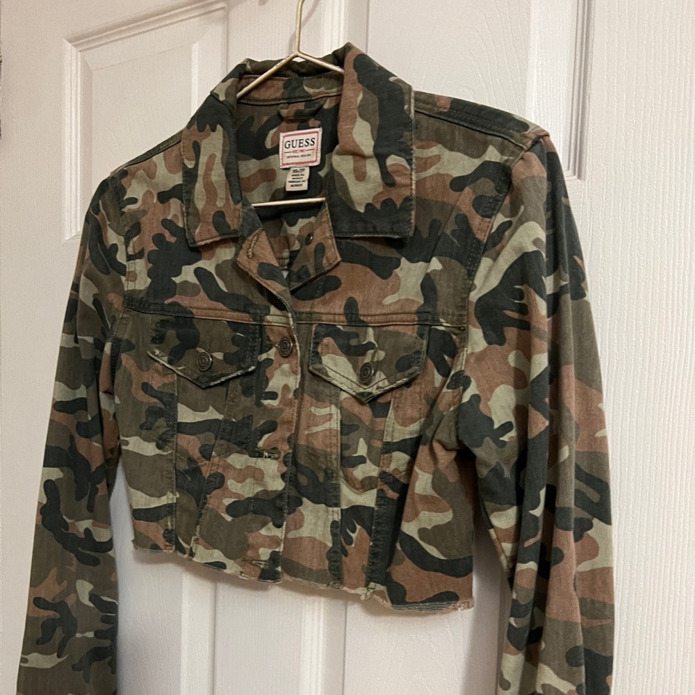 Crop top militar jean jacket Guess
